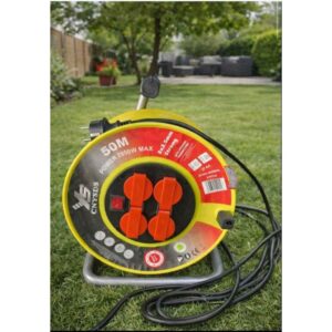 Produžni kabl na motalici 50 m — 4 utičnice, IP44, 2950 W