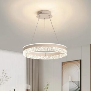 Prsten luster sa kristalnim elementima PZE-D0297, prečnik 50 cm, LED, daljinski