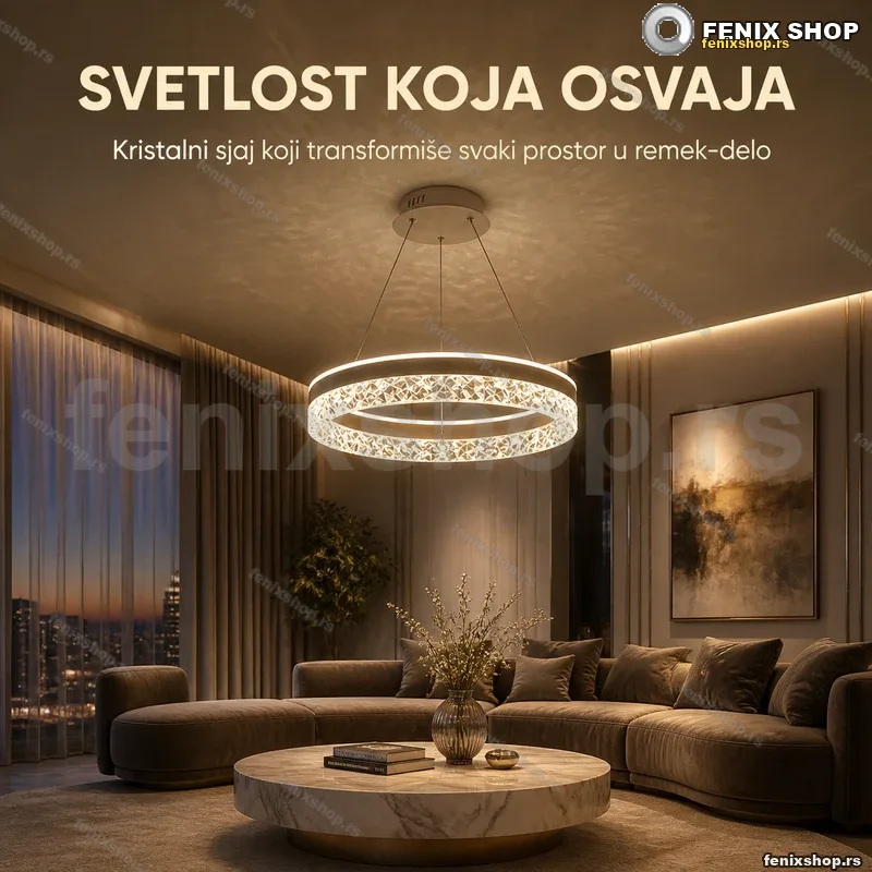 Prsten luster sa kristalnim elementima PZE-D0297, prečnik 50 cm, LED, daljinski Prsten luster sa kristalnim elementima PZE-D0297, prečnik 50 cm, LED, daljinski