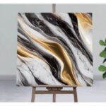 PVC ploče samolepljive 60x60 cm crno-zlatni mermer, 12 kom