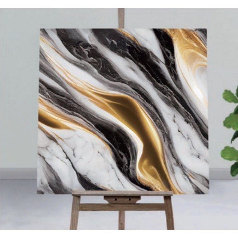 PVC ploče samolepljive 60x60 cm crno-zlatni mermer, 12 kom samolepljivi paneli zlatni - prednja strana
