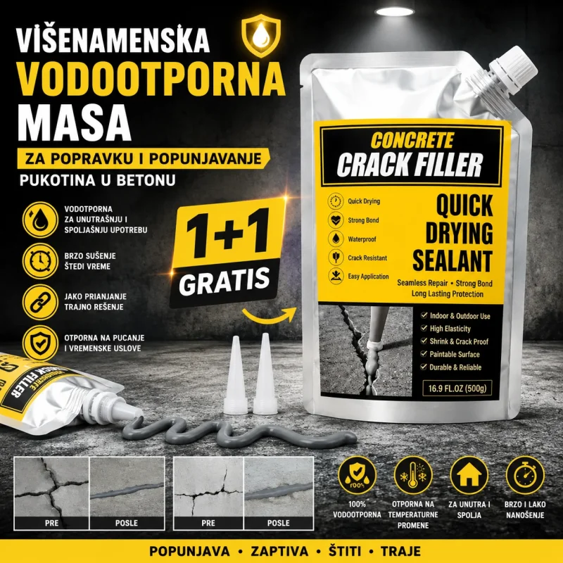 Vodootporna masa za popravku pukotina u betonu — pakovanje 1+1 masa za popravku pukotina u betonu - prednja strana