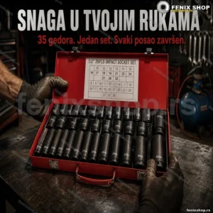 Set udarnih gedora 1/2" — 35 delova u metalnoj kutiji