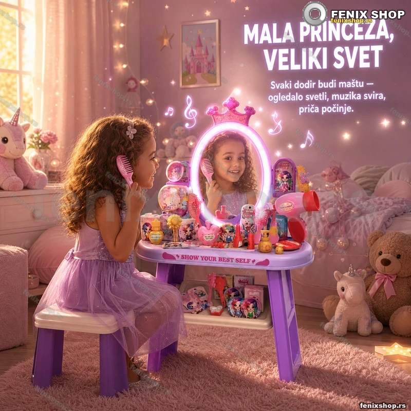 Dečji sto sa ogledalom, svetlom i muzikom — set od 53 dela Dečji sto sa ogledalom, svetlom i muzikom — set od 53 dela