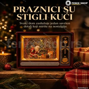 Novogodišnja dekoracija retro TV za policu