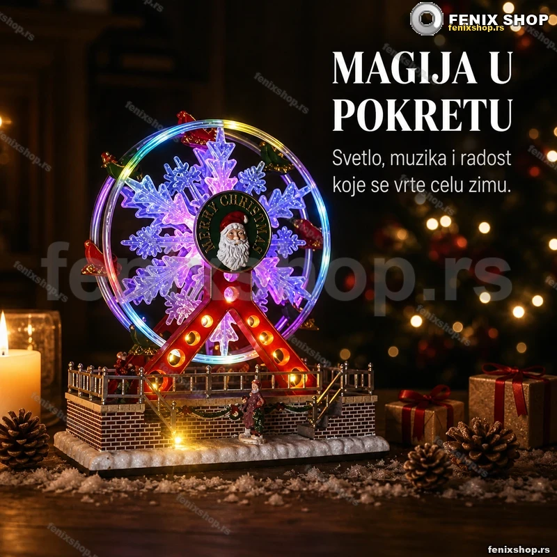LED vrteška sa pahuljicom i muzikom — novogodišnja dekoracija 26 cm LED vrteška sa pahuljicom i muzikom — novogodišnja dekoracija 26 cm