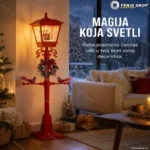 Crvena snežna lampa 140 cm — Deda Mraz u uličnoj svetiljci