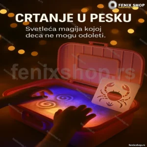 Kutija za crtanje peskom sa svetlećom podlogom — šabloni i alatke