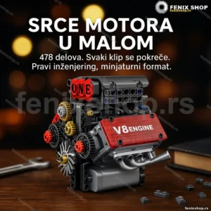 Konstruktor sa pokretnim klipovima — V8 motor od 478 mikro-kockica