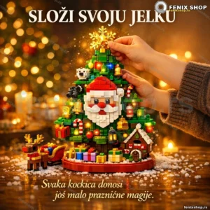 Set kockica za sklapanje jelke FC6004 — Deda Mraz i sanke sa svetlom