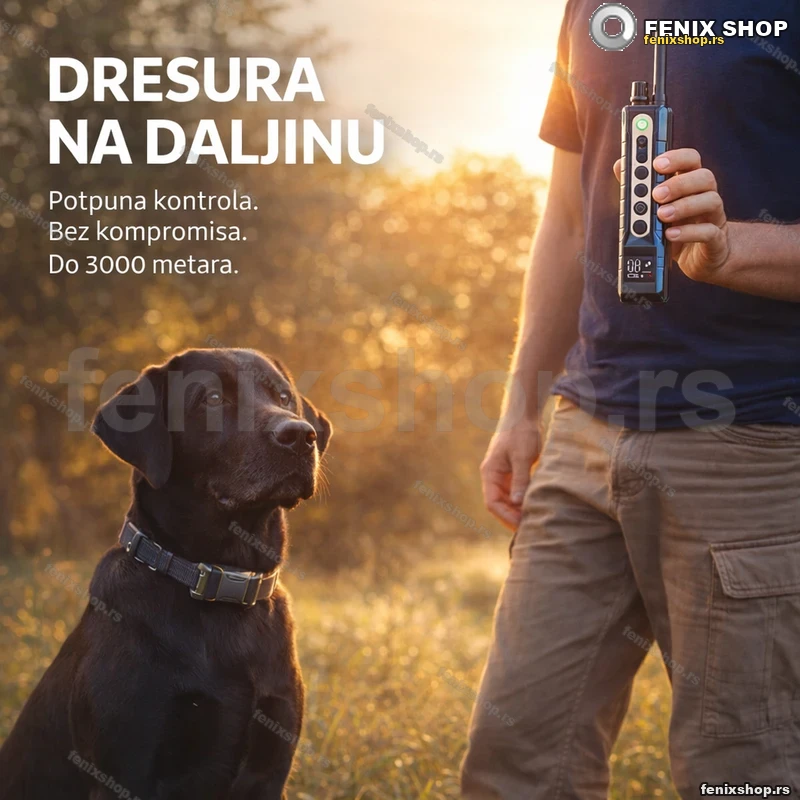 Ogrlica za dresuru pasa — zvuk i vibracija, domet 3000 m Ogrlica za dresuru pasa — zvuk i vibracija, domet 3000 m