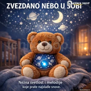 Medonjica sa projektorom zvezdica i melodijama, 38 cm
