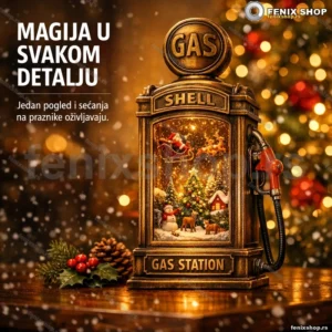 Retro pumpa za komod — zimsko selo i Deda Mraz