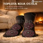 Crne čarape za topla stopala — tačkasti taban, 1 par