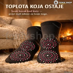 Crne čarape za topla stopala — tačkasti taban, 1 par