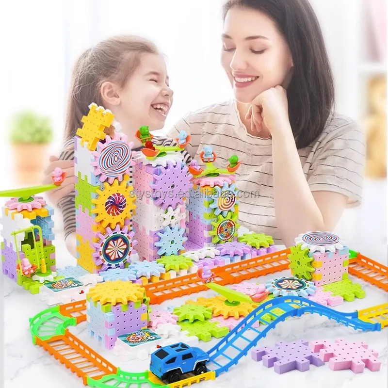 Električna staza i zupčanici za decu — Magical Blocks 203 dela edukativni set sa zupčanicima - detalji