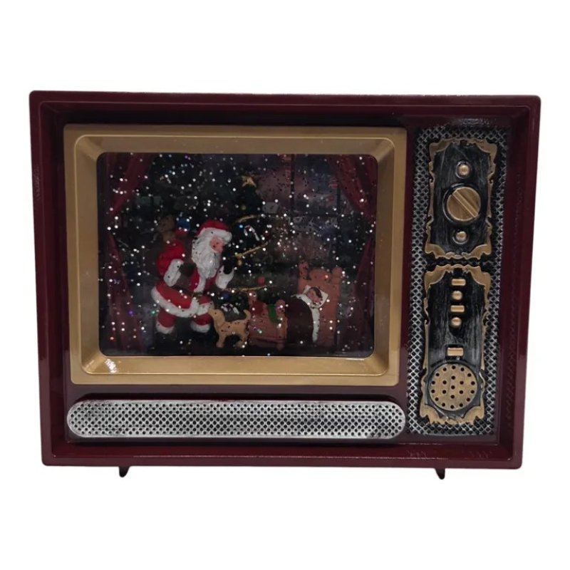 Novogodišnja dekoracija retro TV za policu retro TV figura za policu - prednja strana