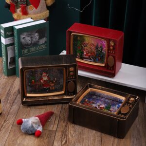 Novogodišnji ukras retro TV sa LED svetlom i muzičkom kutijom