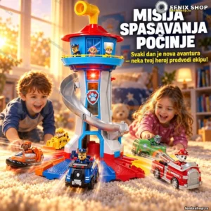 Toranj sa rotirajućim svetlom, muzikom i figurama pasa-spasilaca