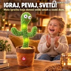 Veseli plišani kaktus koji peva, igra i svetli
